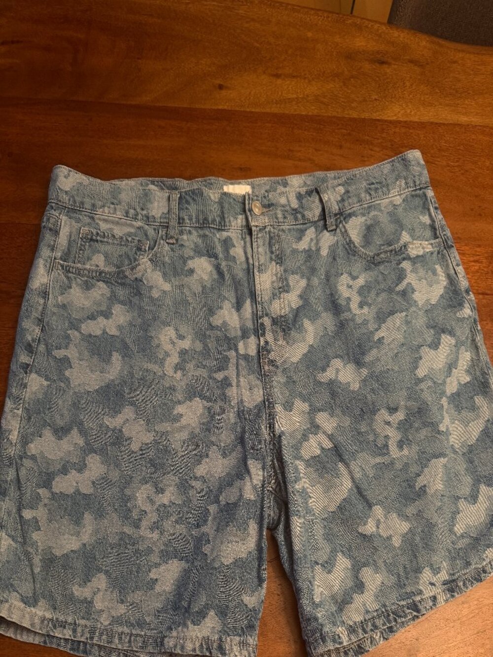 Hudson Blue Denim Camo Shorts.  Zipper fly.   Size 40